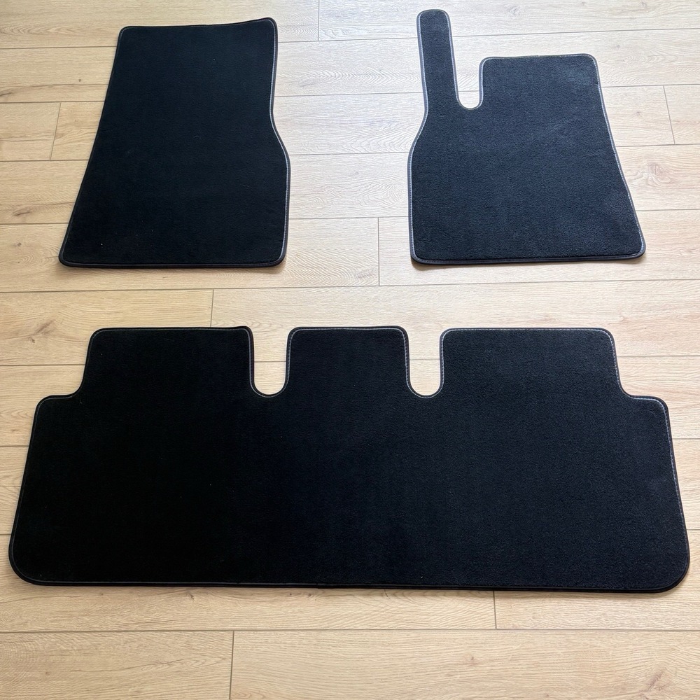 OEM 2020-24 Tesla Model Y Carpet Floor Mats Black 3pc Set 5 Seat